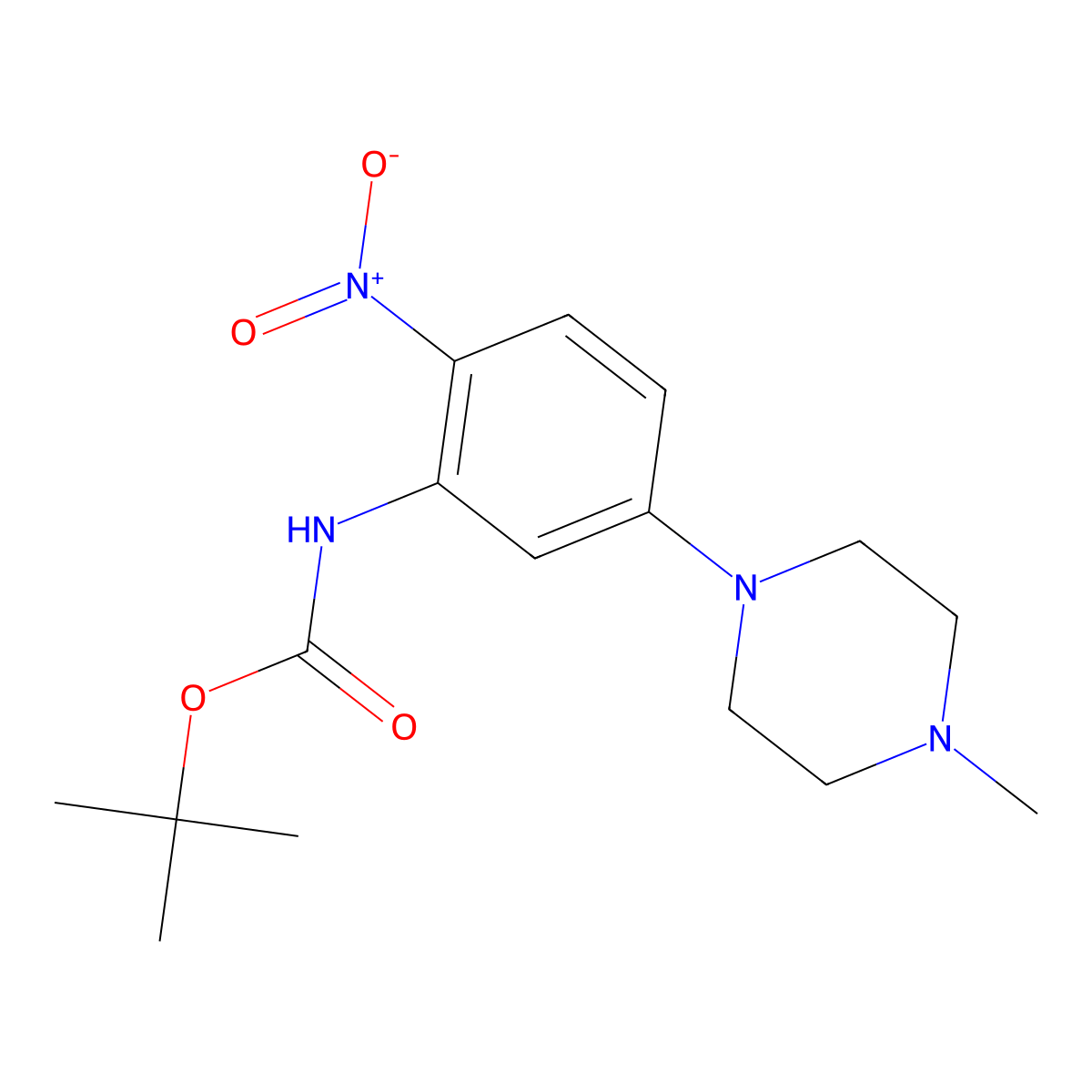 tert-butyl N-[5-(4-methylpiperazin-1-yl)-2-nitrophenyl]carbamate molecular structure, CAS 1392150-87-6