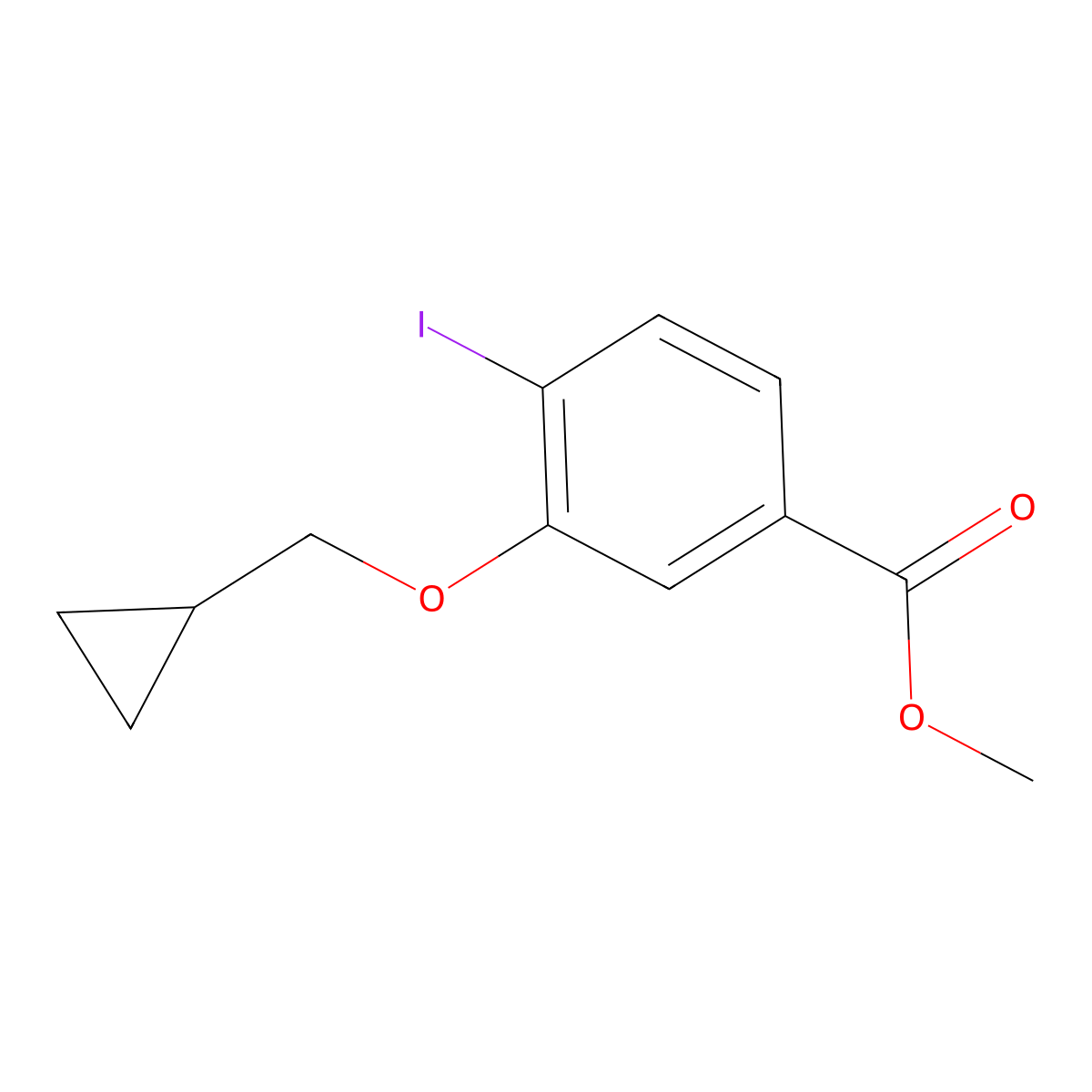 Methyl 3-(cyclopropylmethoxy)-4-iodobenzoate molecular structure, CAS 1392191-29-5