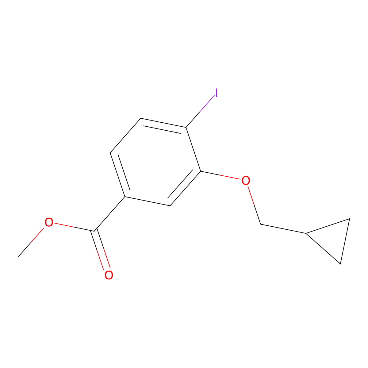 Methyl 3-(cyclopropylmethoxy)-4-iodobenzoate molecular structure, CAS 1392191-29-5