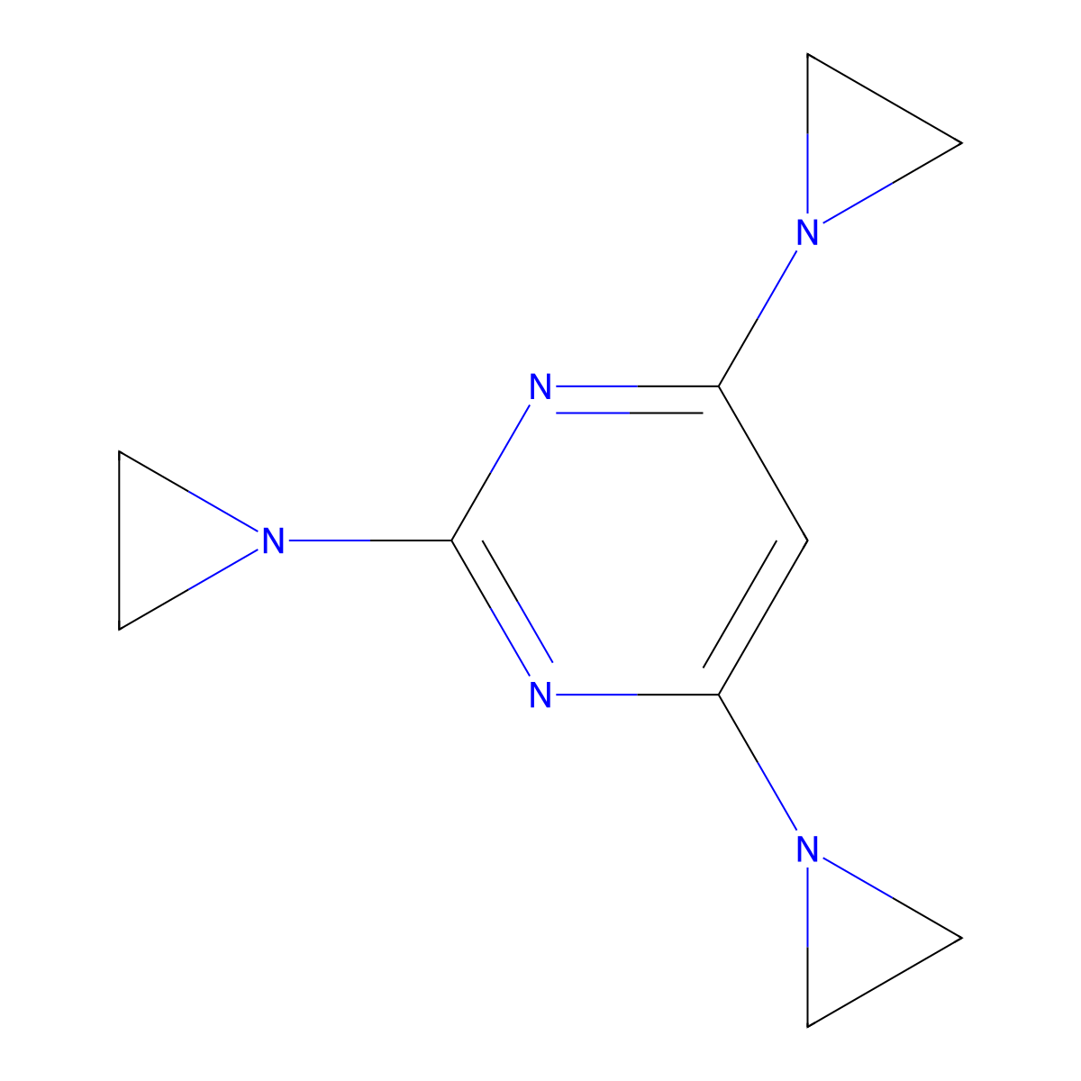 Pyrimidine, 2,4,6-tris(1-aziridinyl)- molecular structure, CAS 13922-82-2