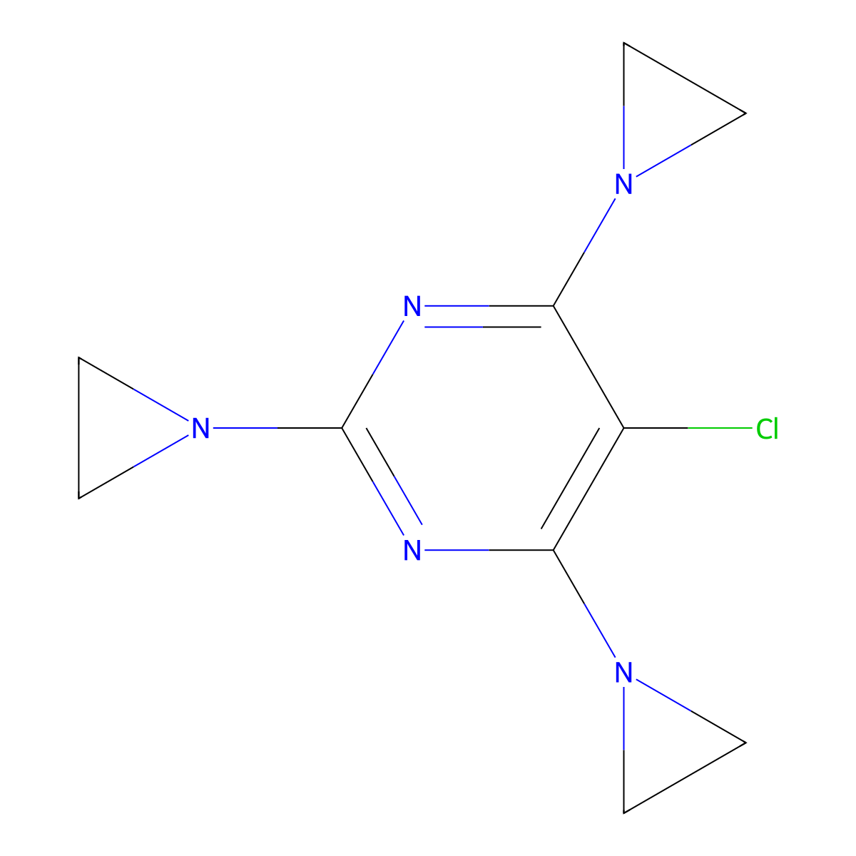 Pyrimidine, 2,4,6-tris(1-aziridinyl)-5-chloro- molecular structure, CAS 13922-83-3