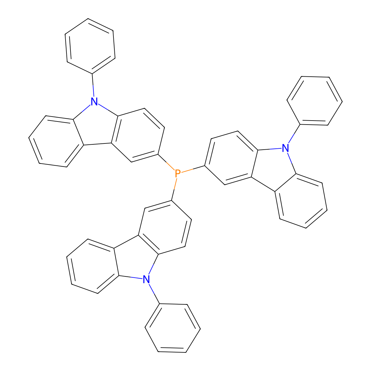 3-[bis(9-phenyl-9H-carbazol-3-yl)phosphanyl]-9-phenyl-9H-carbazole molecular structure, CAS 1392204-91-9
