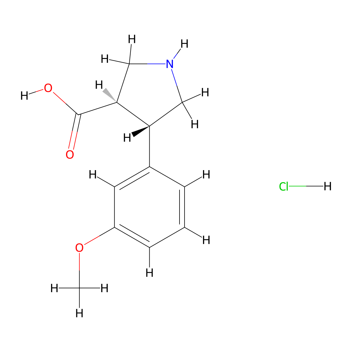 (3R,4S)-4-(3-methoxyphenyl)pyrrolidine-3-carboxylic acid hydrochloride molecular structure, CAS 1392208-60-4