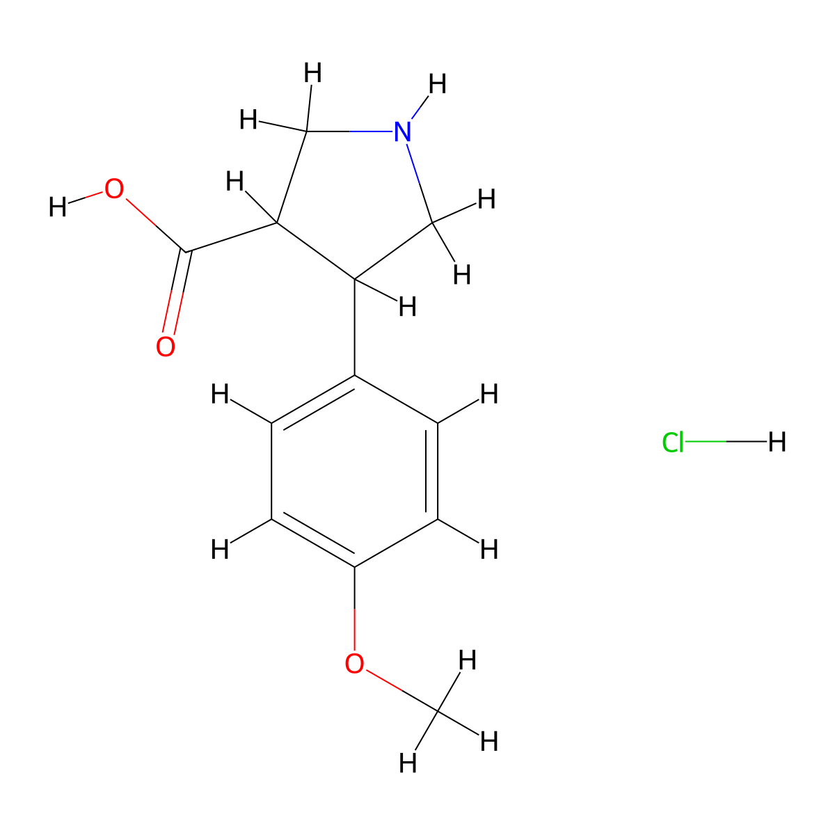 trans-4-(4-Methoxyphenyl)pyrrolidine-3-carboxylic acid hydrochloride molecular structure, CAS 1392211-27-6