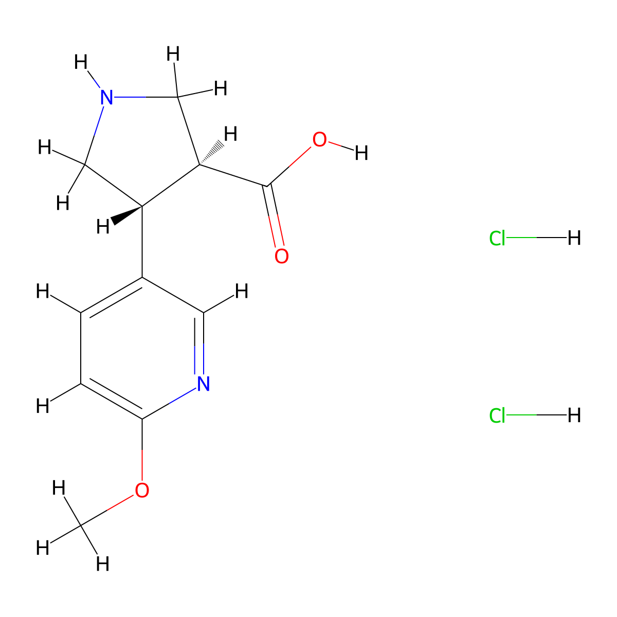 (+/-)-trans-4-(6-Methoxy-3-pyridinyl)-pyrrolidine-3-carboxylic acid-2hcl molecular structure, CAS 1392212-96-2