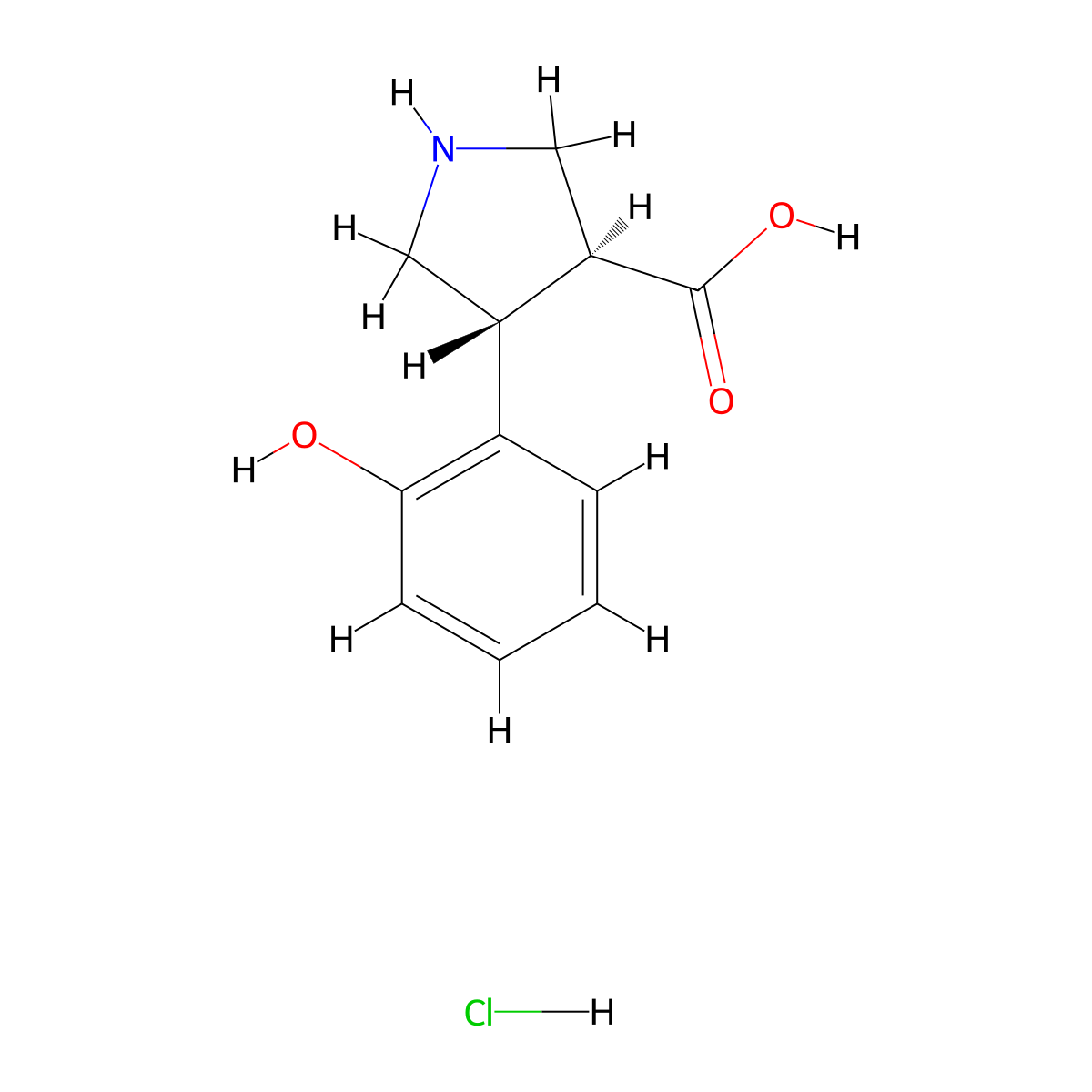(+/-)-trans-4-(2-Hydroxy-phenyl)-pyrrolidine-3-carboxylic acid-HCl molecular structure, CAS 1392213-92-1