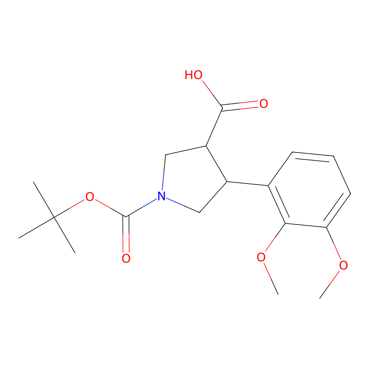 Boc-(+/-)-trans-4-(2,3-dimethoxyphenyl)pyrrolidine-3-carboxylic acid molecular structure, CAS 1392214-13-9