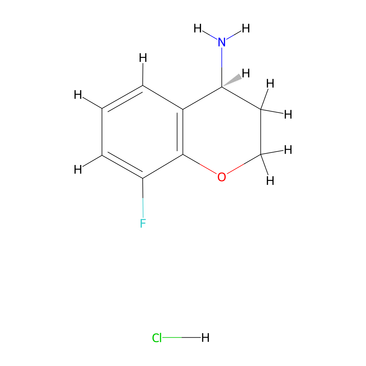 (4S)-8-fluoro-3,4-dihydro-2H-1-benzopyran-4-amine hydrochloride molecular structure, CAS 1392219-01-0