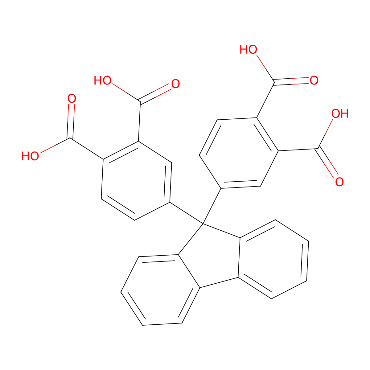 4-[9-(3,4-dicarboxyphenyl)-9H-fluoren-9-yl]benzene-1,2-dicarboxylic acid molecular structure, CAS 139223-21-5