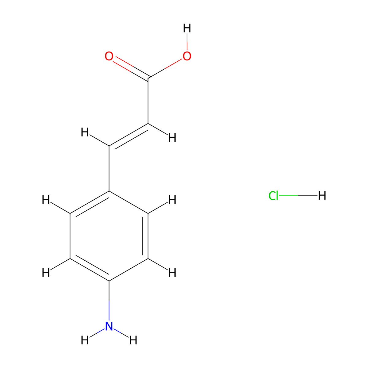 4-Aminocinnamic acid hydrochloride molecular structure, CAS 139223-62-4