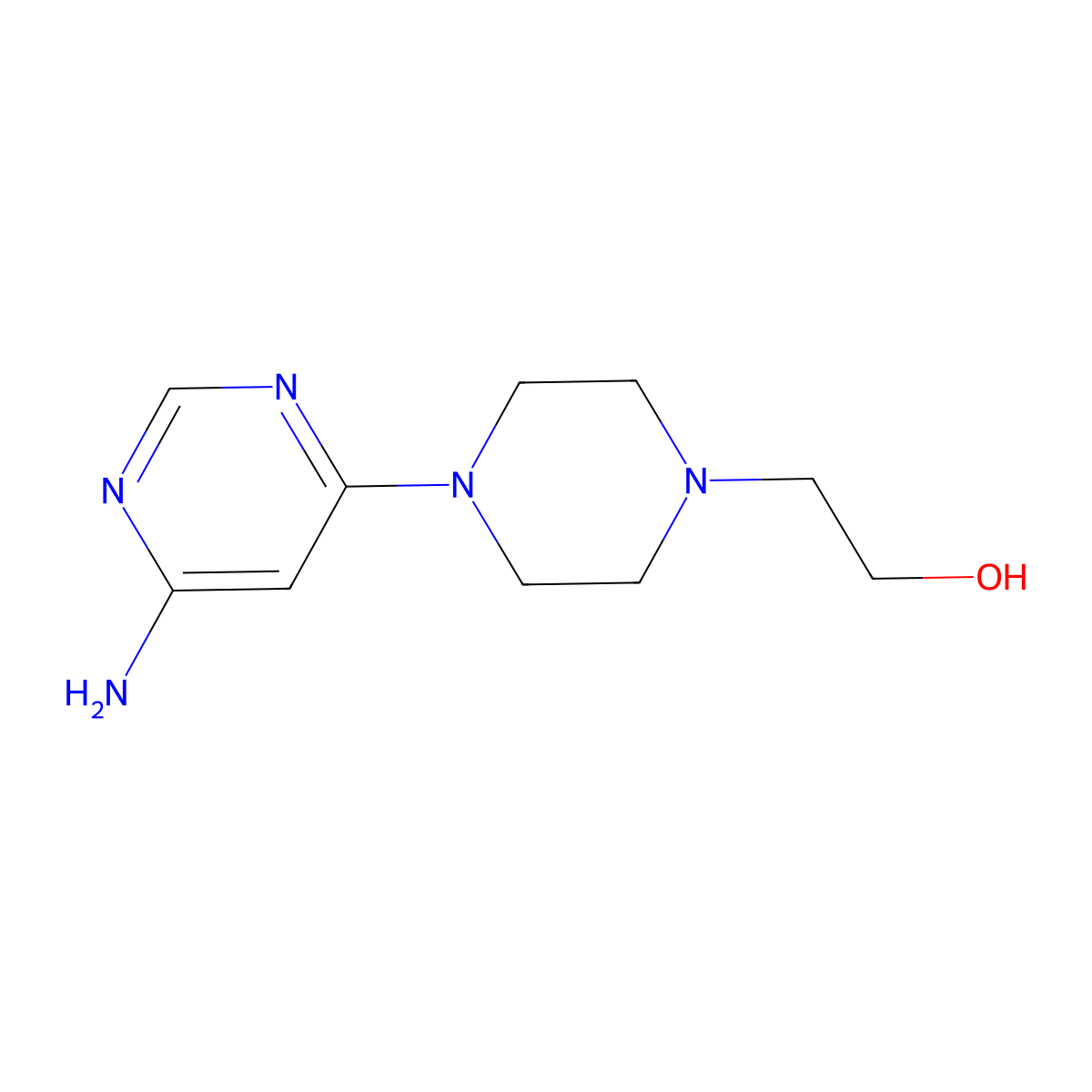 2-(4-(6-Aminopyrimidin-4-yl)piperazin-1-yl)ethanol molecular structure, CAS 1392236-38-2