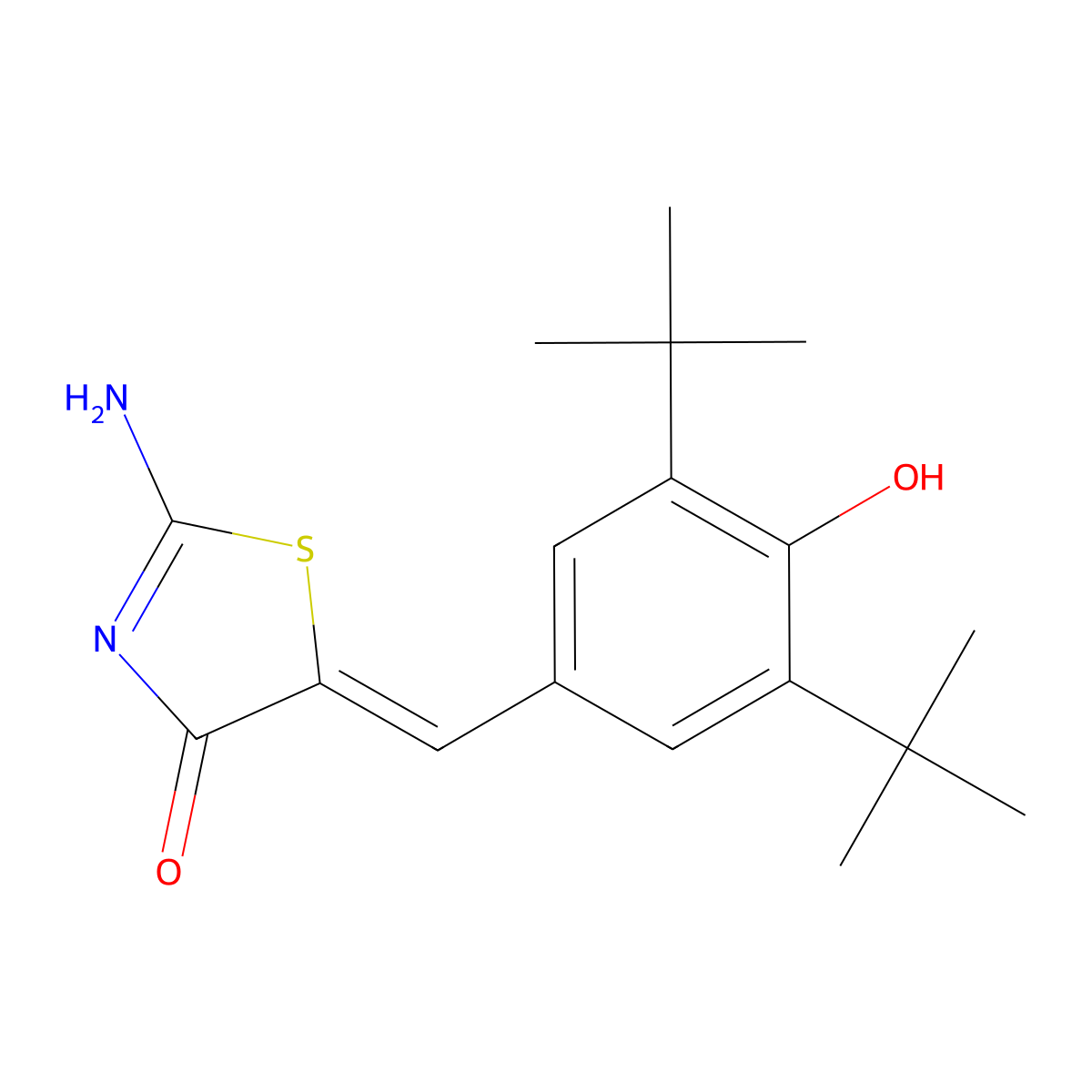 5-[[3,5-Bis(1,1-dimethylethyl)-4-hydroxyphenyl]methylene]-2-imino-4-thiazolidinone molecular structure, CAS 139226-30-5