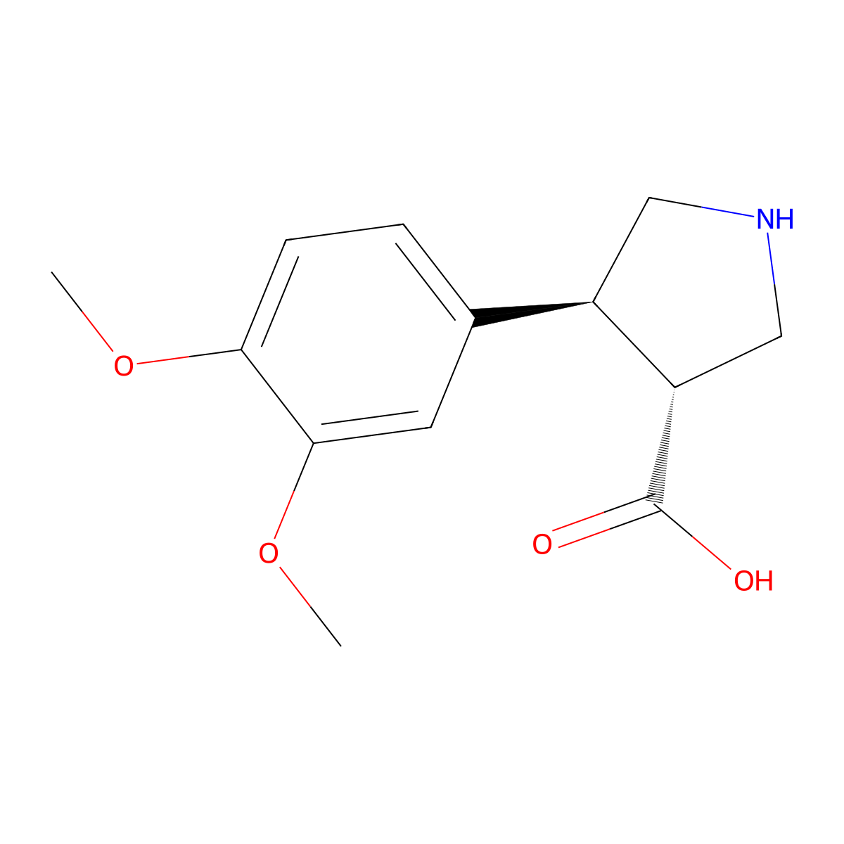(3R,4S)-rel-4-(3,4-dimethoxyphenyl)pyrrolidine-3-carboxylic acid molecular structure, CAS 1392266-53-3