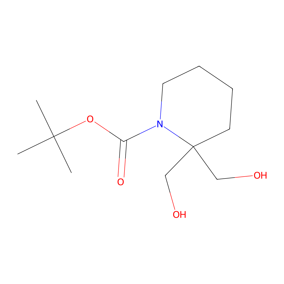 Tert-butyl 2,2-bis(hydroxymethyl)piperidine-1-carboxylate molecular structure, CAS 1392271-54-3