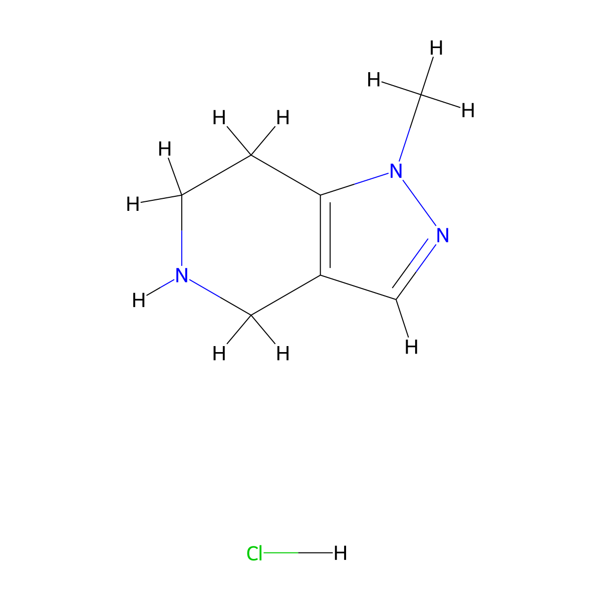1-Methyl-4,5,6,7-tetrahydro-1H-pyrazolo[4,3-c]pyridine hydrochloride molecular structure, CAS 1392271-80-5