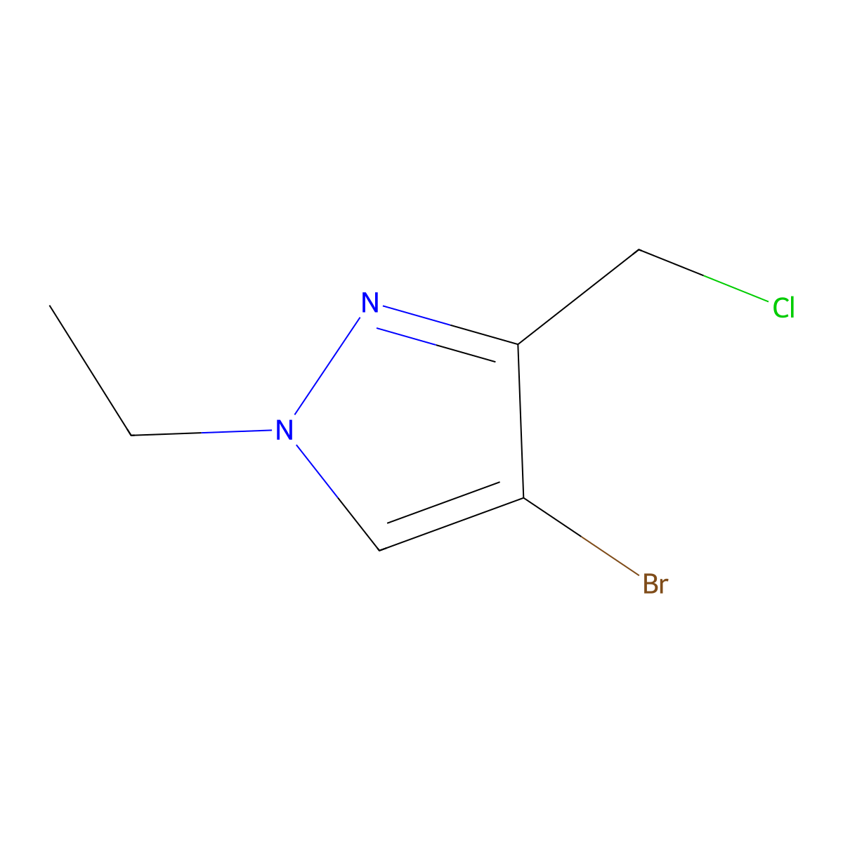 1H-Pyrazole, 4-bromo-3-(chloromethyl)-1-ethyl- molecular structure, CAS 1392274-33-7