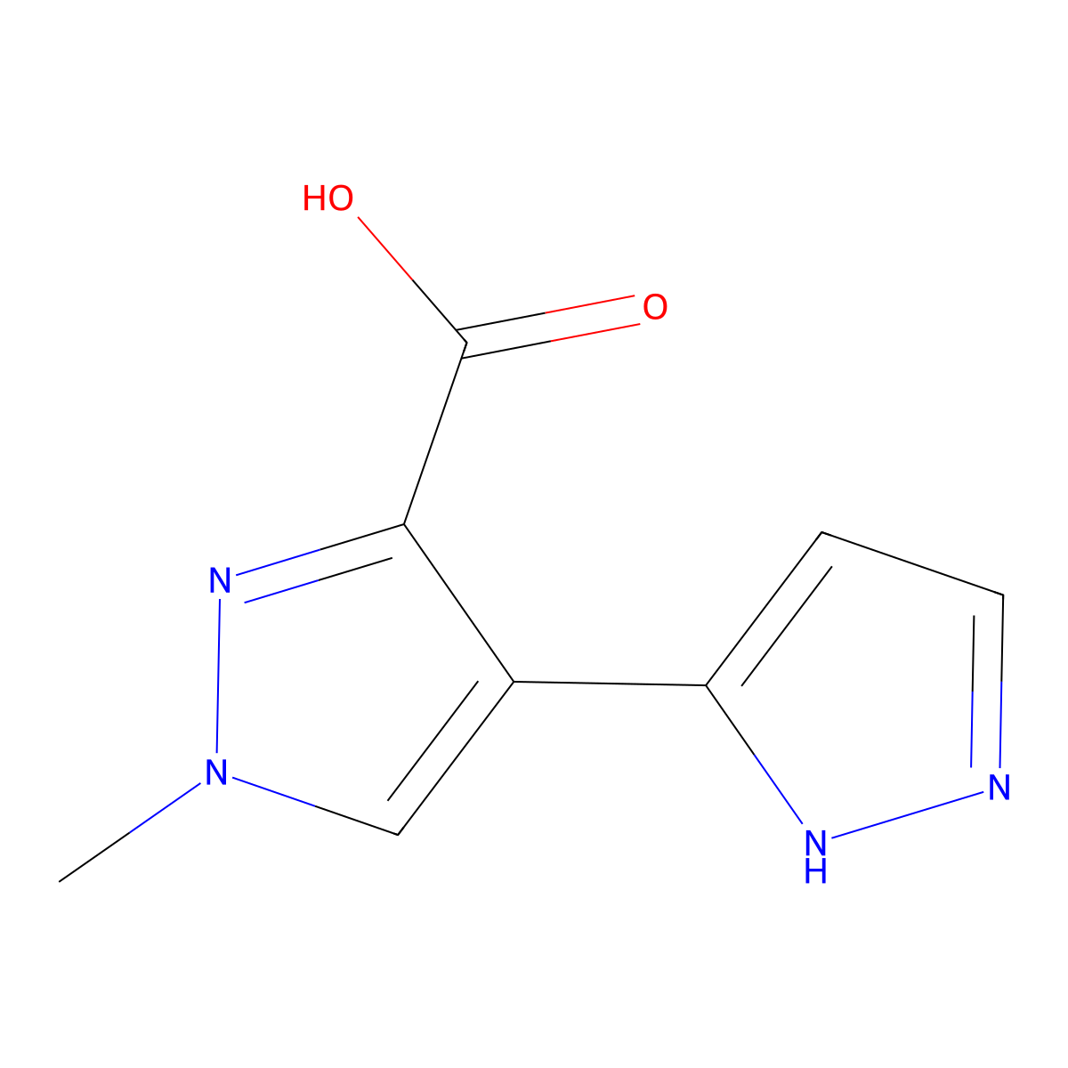 1'-methyl-1H,1'H-3,4'-bipyrazole-3'-carboxylic acid molecular structure, CAS 1392274-35-9