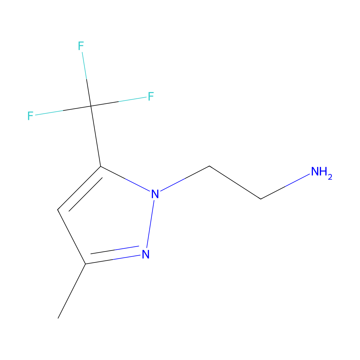 2-[3-Methyl-5-(trifluoromethyl)-1H-pyrazol-1-yl]ethanamine molecular structure, CAS 1392274-36-0