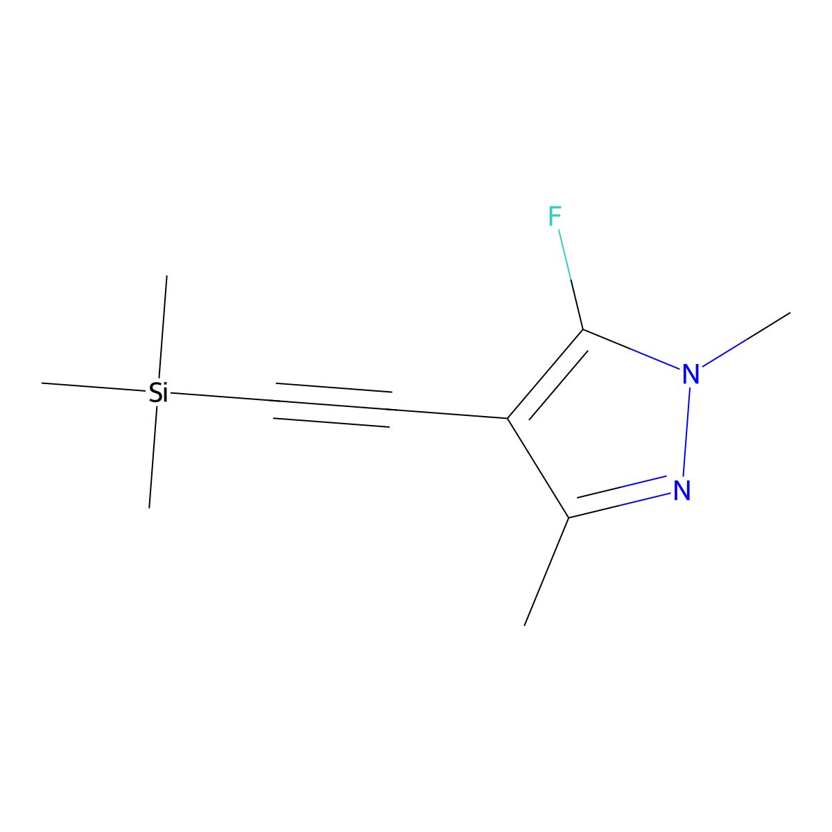 5-Fluoro-1,3-dimethyl-4-((trimethylsilyl)ethynyl)-1H-pyrazole molecular structure, CAS 1392274-37-1