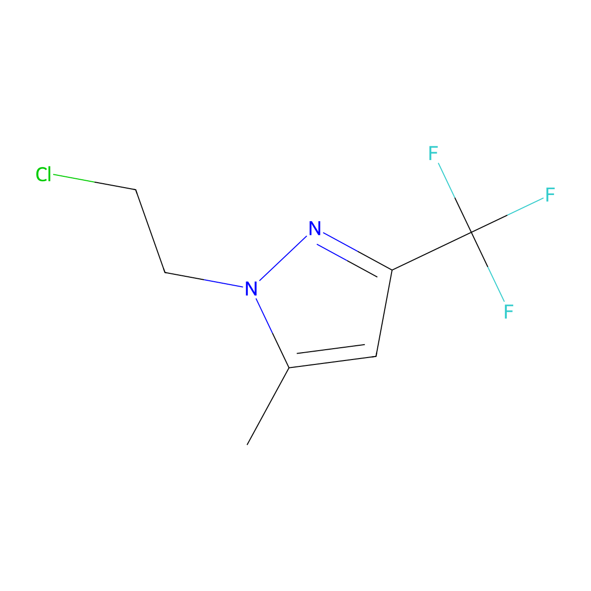 1-(2-Chloroethyl)-5-methyl-3-(trifluoromethyl)-1H-pyrazole molecular structure, CAS 1392274-39-3