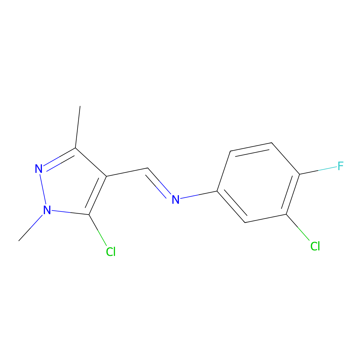 N1-[(5-chloro-1,3-dimethyl-1H-pyrazol-4-yl)methylidene]-3-chloro-4-fluoroaniline molecular structure, CAS 1392302-59-8