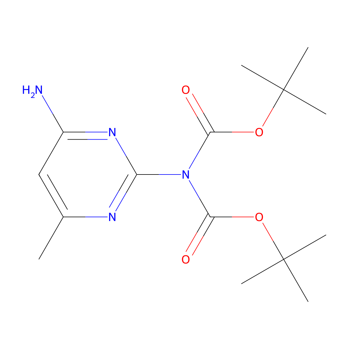 Di-tert-butyl (4-amino-6-methylpyrimidin-2-yl)carbamate molecular structure, CAS 1392396-20-1