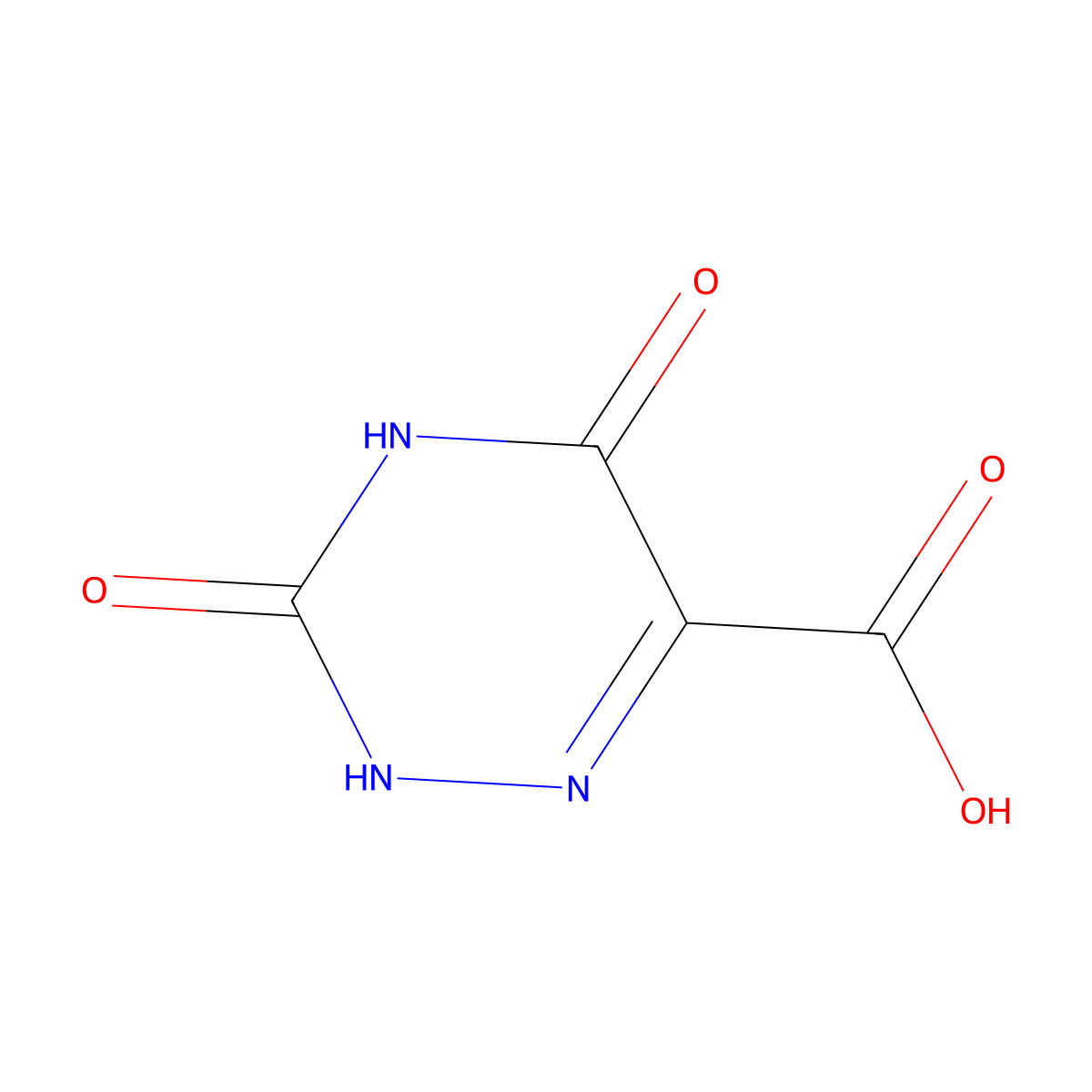 3,5-Dioxo-2,3,4,5-tetrahydro-1,2,4-triazine-6-carboxylic acid molecular structure, CAS 13924-15-7