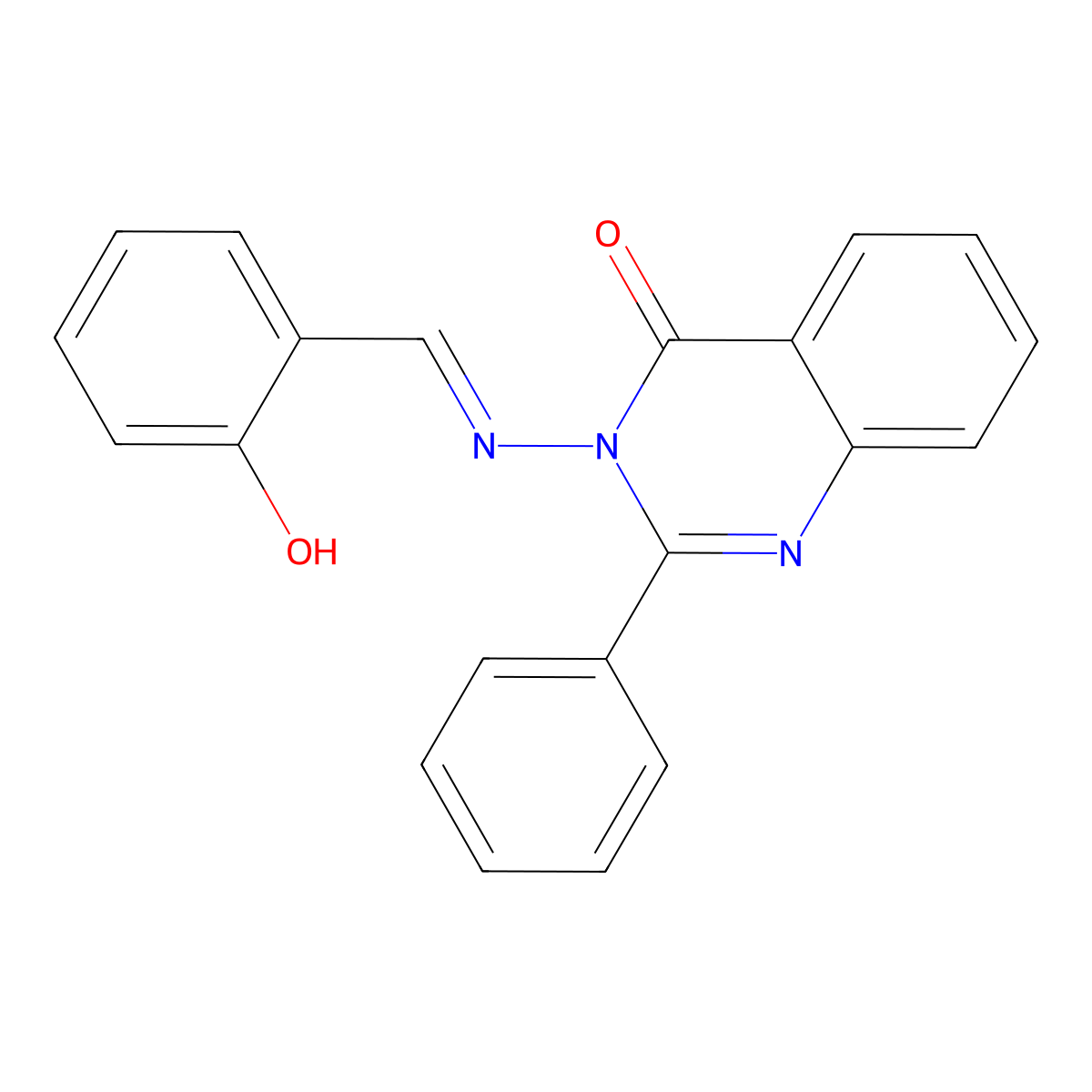 3-[(E)-[(2-hydroxyphenyl)methylidene]amino]-2-phenyl-3,4-dihydroquinazolin-4-one molecular structure, CAS 1392401-92-1