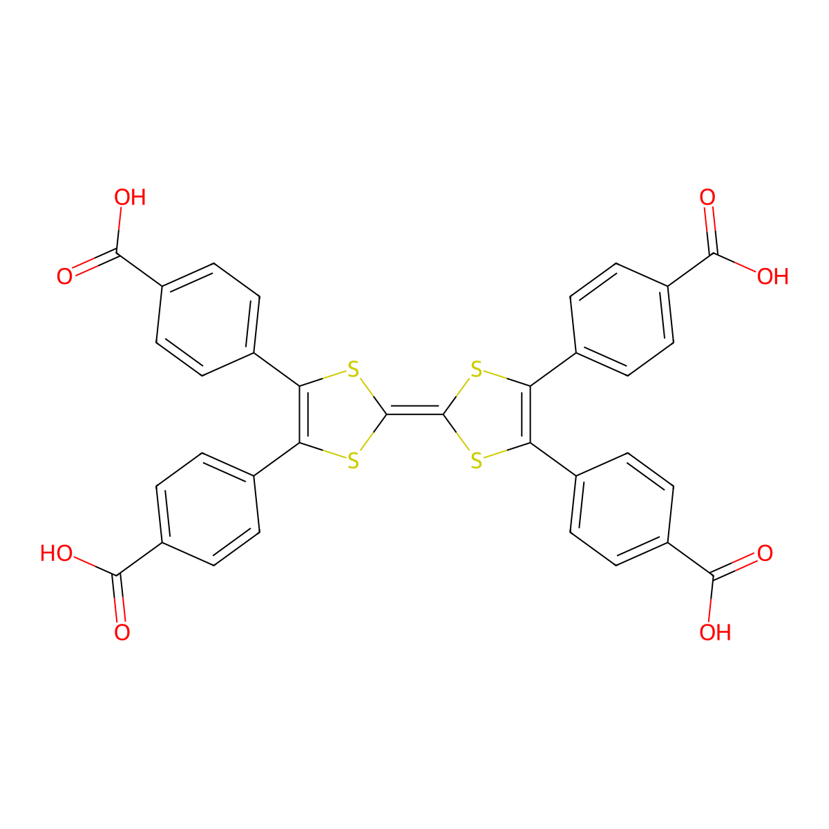 4,4',4'',4'''-([2,2'-Bi(1,3-dithiolylidene)]-4,4',5,5'-tetrayl)tetrabenzoic acid molecular structure, CAS 1392413-73-8