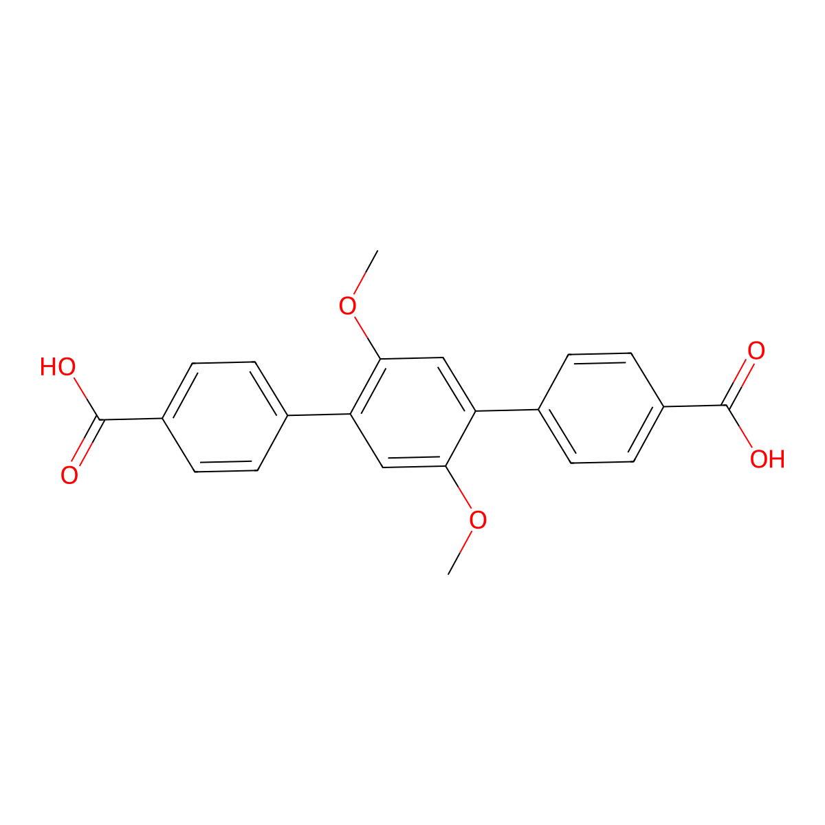 2',5'-Dimethoxy-[1,1':4',1''-terphenyl]-4,4''-dicarboxylic acid molecular structure, CAS 1392416-19-1