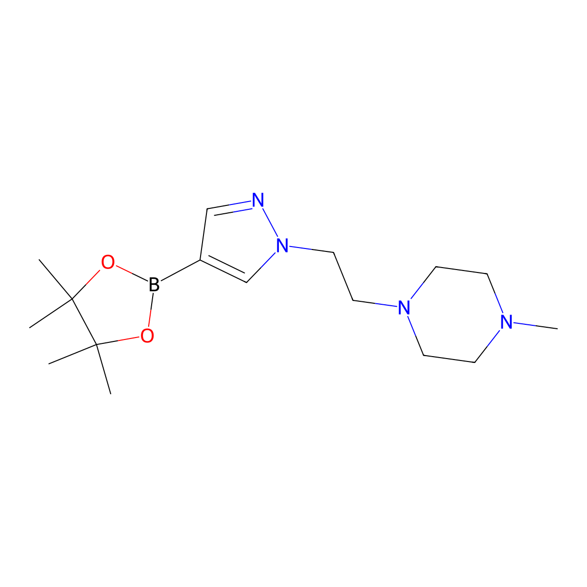 1-Methyl-4-(2-(4-(4,4,5,5-tetramethyl-1,3,2-dioxaborolan-2-yl)-1H-pyrazol-1-yl)ethyl)piperazine molecular structure, CAS 1392419-83-8