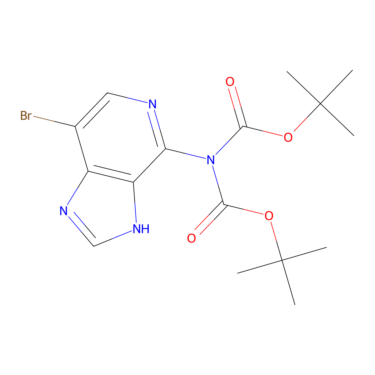 tert-Butyl N-(7-bromo-1H-imidazo[4,5-c]pyridin-4-yl)-N-tert-butoxycarbonyl-carbamate molecular structure, CAS 1392424-79-1