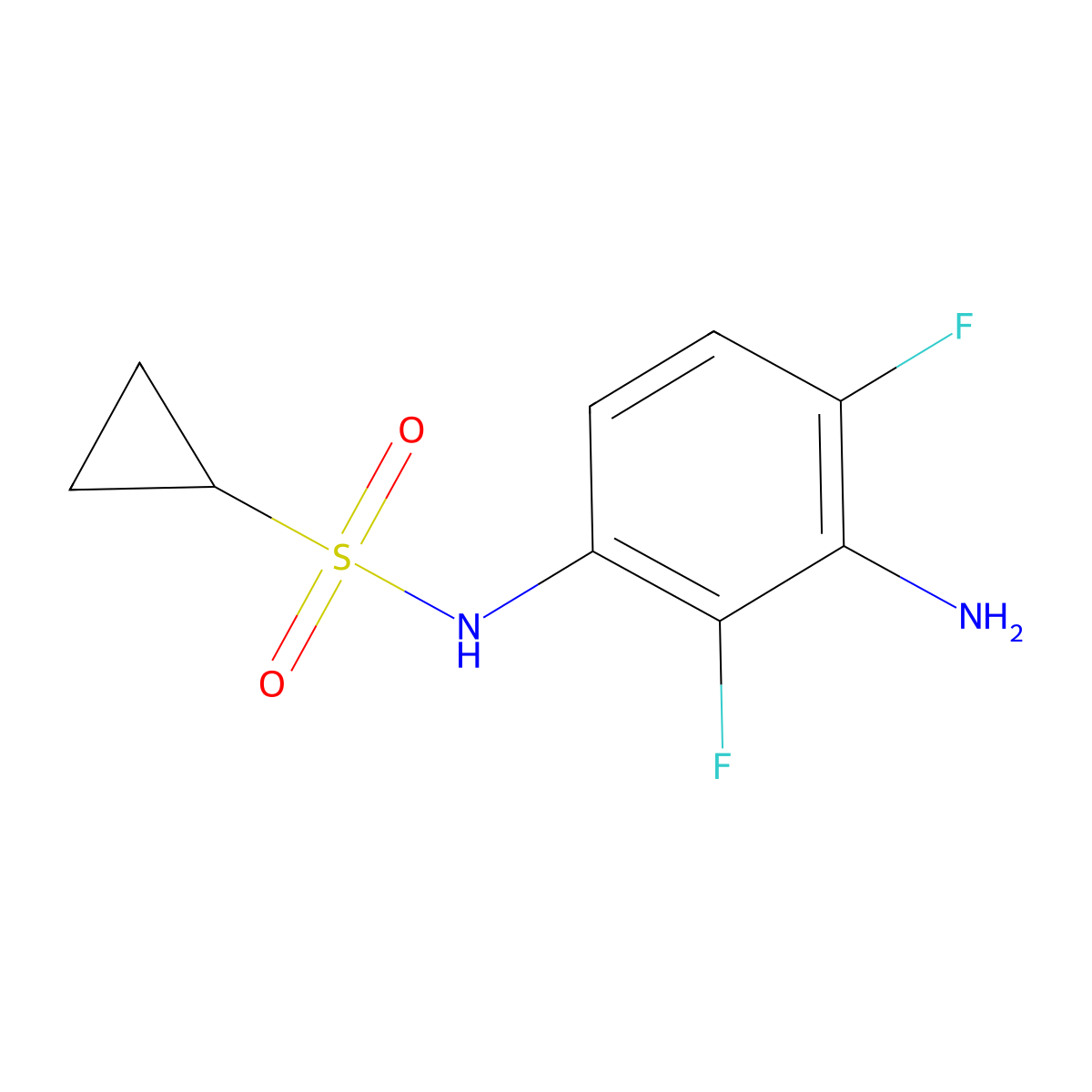 N-(3-amino-2,4-difluorophenyl)cyclopropanesulfonamide molecular structure, CAS 1392429-91-2