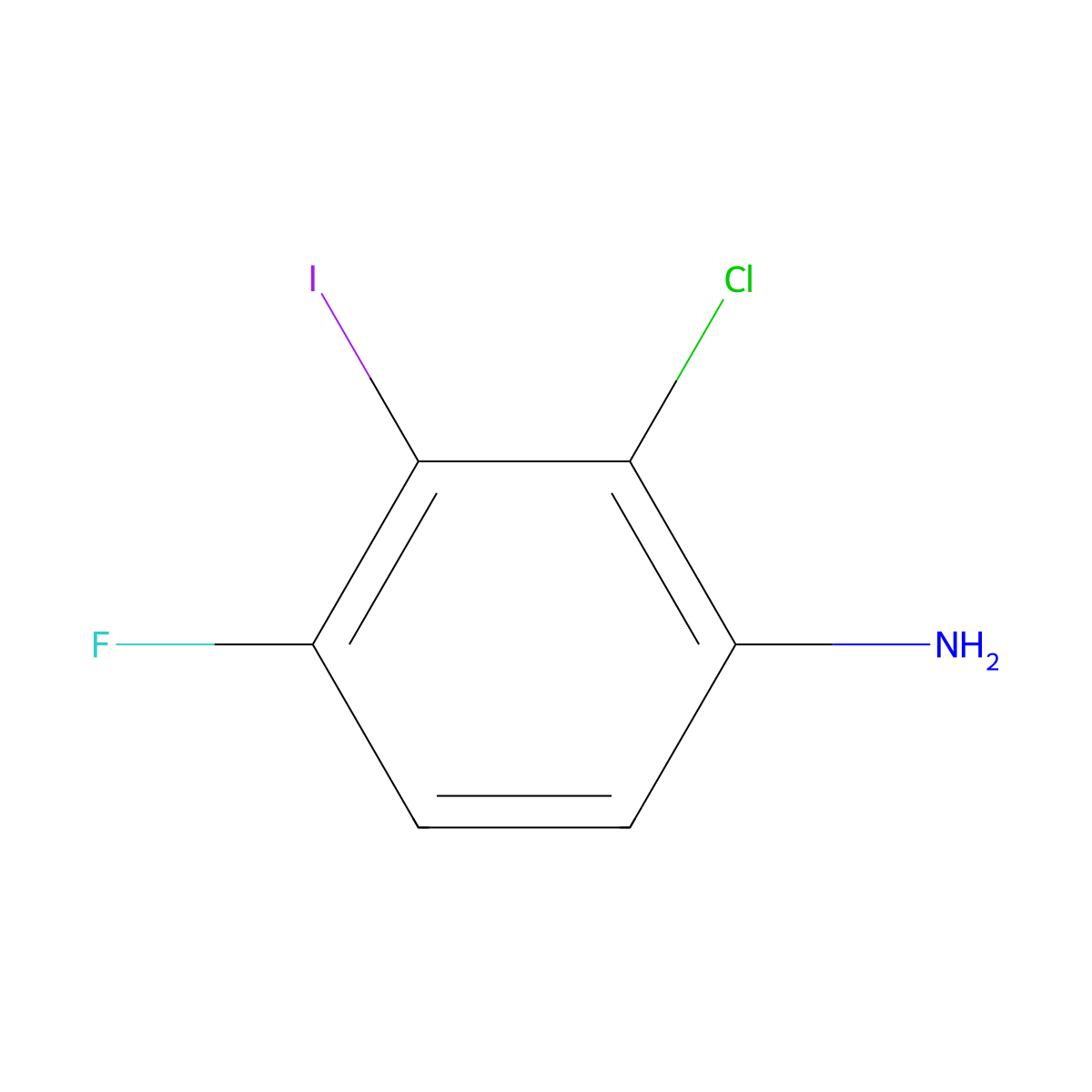 2-Chloro-4-fluoro-3-iodoaniline molecular structure, CAS 1392429-93-4