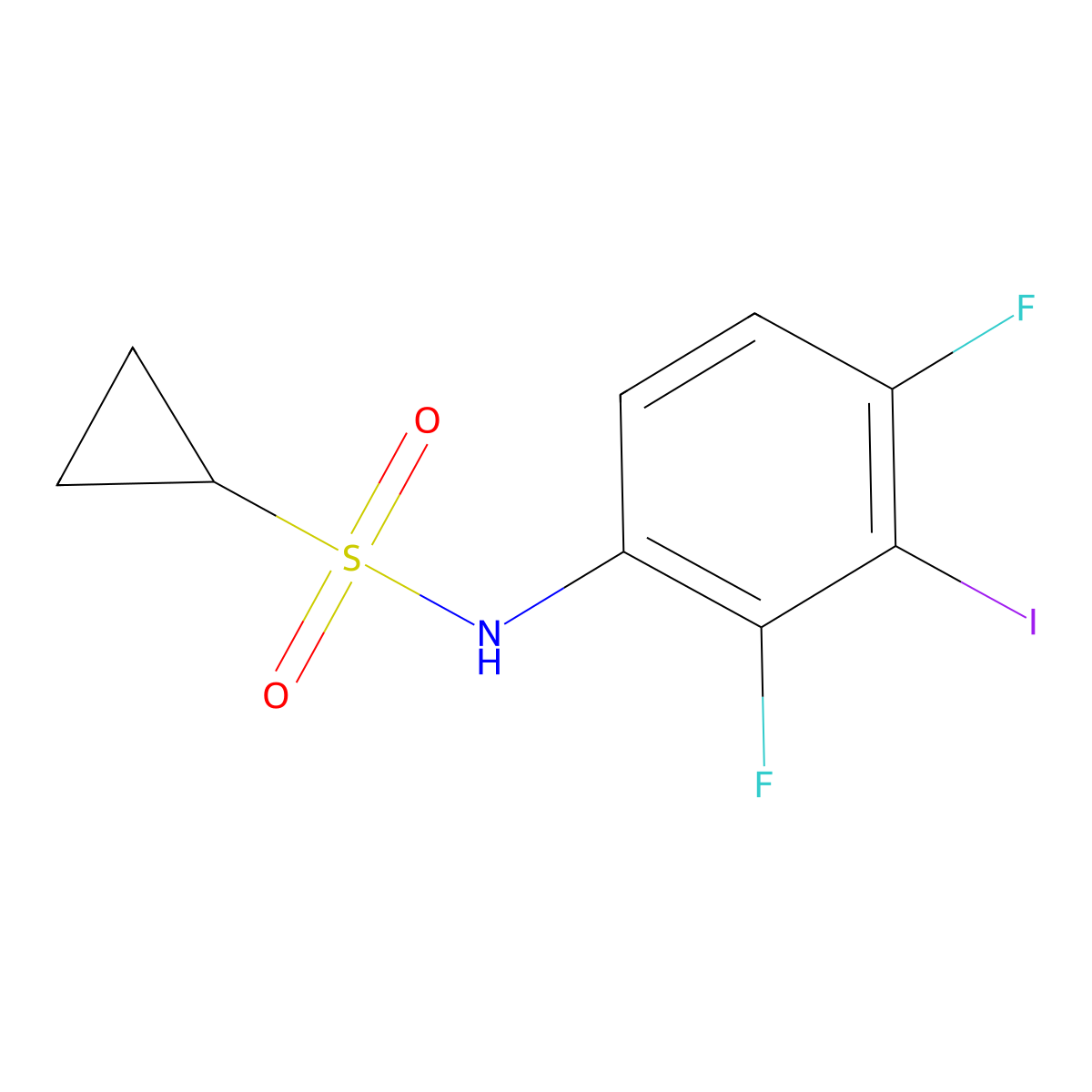 N-(2,4-difluoro-3-iodophenyl)cyclopropanesulfonamide molecular structure, CAS 1392430-10-2
