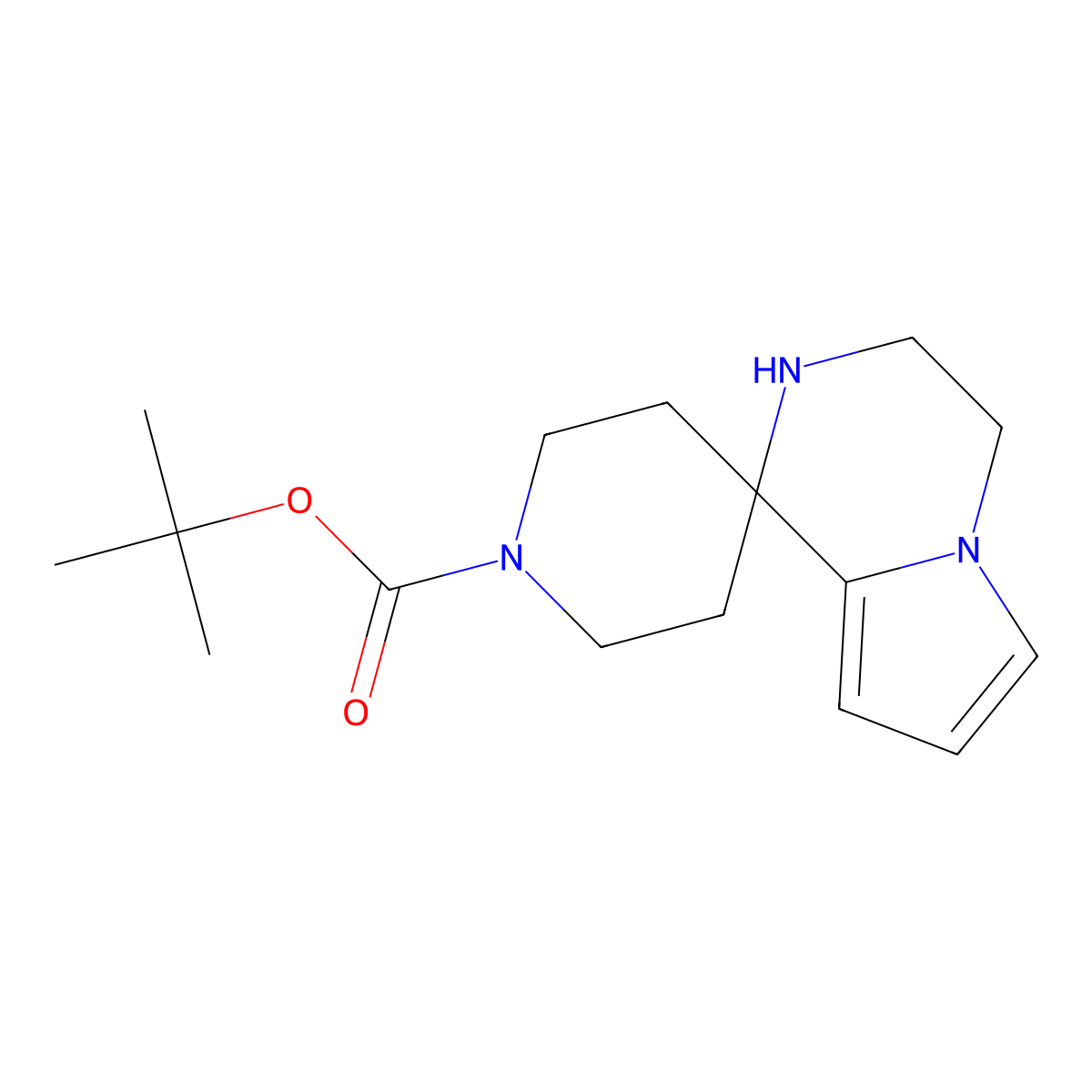 tert-butyl 3',4'-dihydro-2'H-spiro[piperidine-4,1'-pyrrolo[1,2-a]pyrazine]-1-carboxylate molecular structure, CAS 1392466-65-7