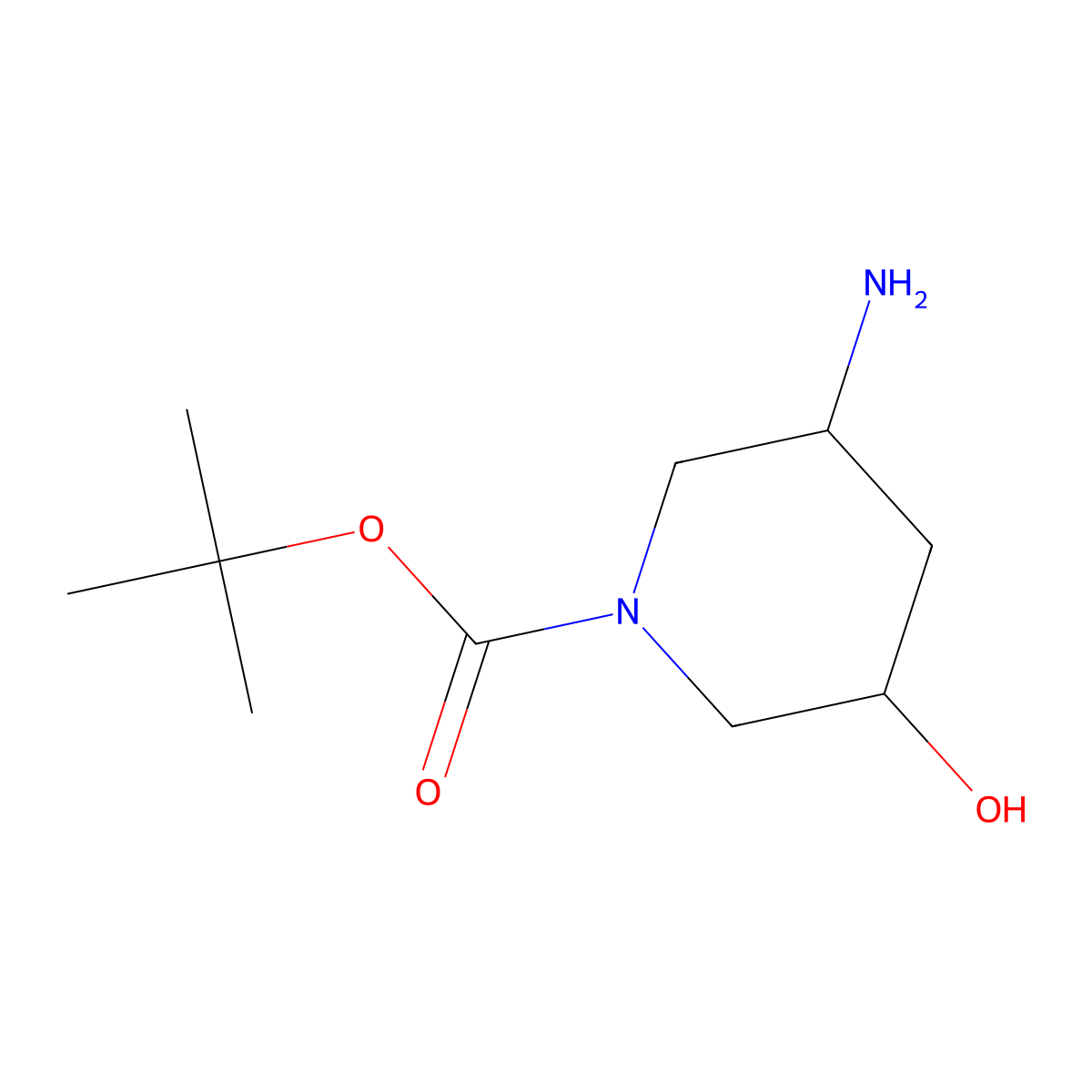 tert-Butyl 3-amino-5-hydroxypiperidine-1-carboxylate molecular structure, CAS 1392472-94-4