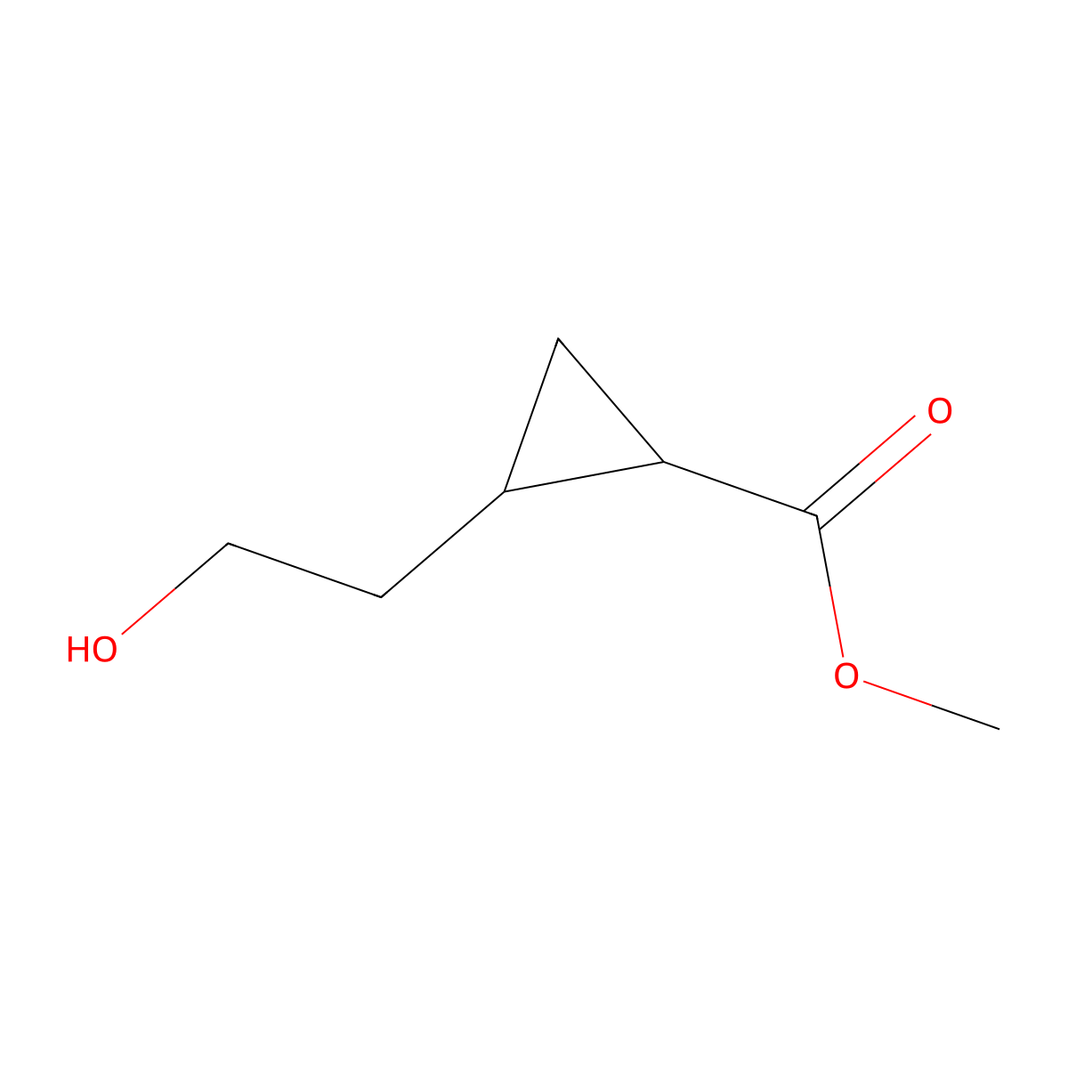 Methyl 2-(2-hydroxyethyl)cyclopropanecarboxylate molecular structure, CAS 1392482-10-8