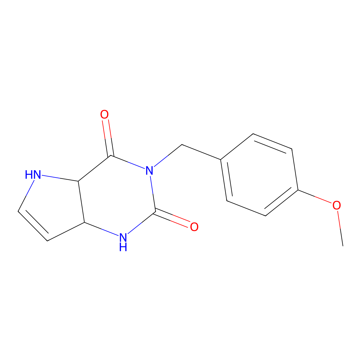 3-(4-Methoxybenzyl)-4a,5-dihydro-1H-pyrrolo[3,2-d]pyrimidine-2,4(3H,7aH)-dione molecular structure, CAS 1392484-74-0