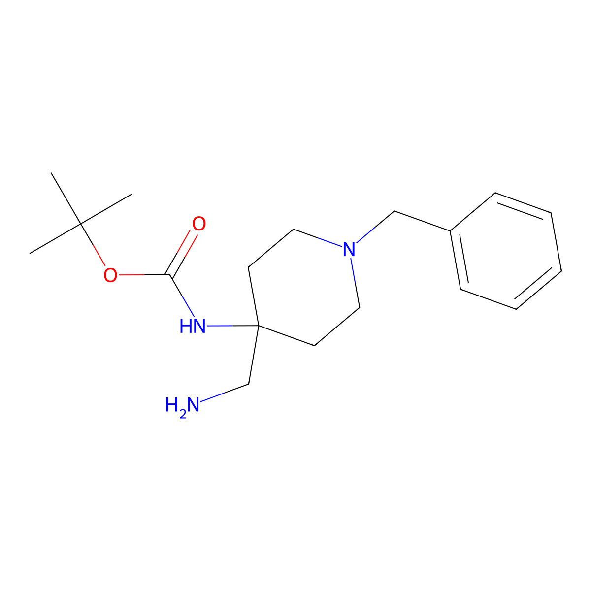 tert-Butyl N-[4-(aminomethyl)-1-benzylpiperidin-4-yl]carbamate molecular structure, CAS 1392491-65-4