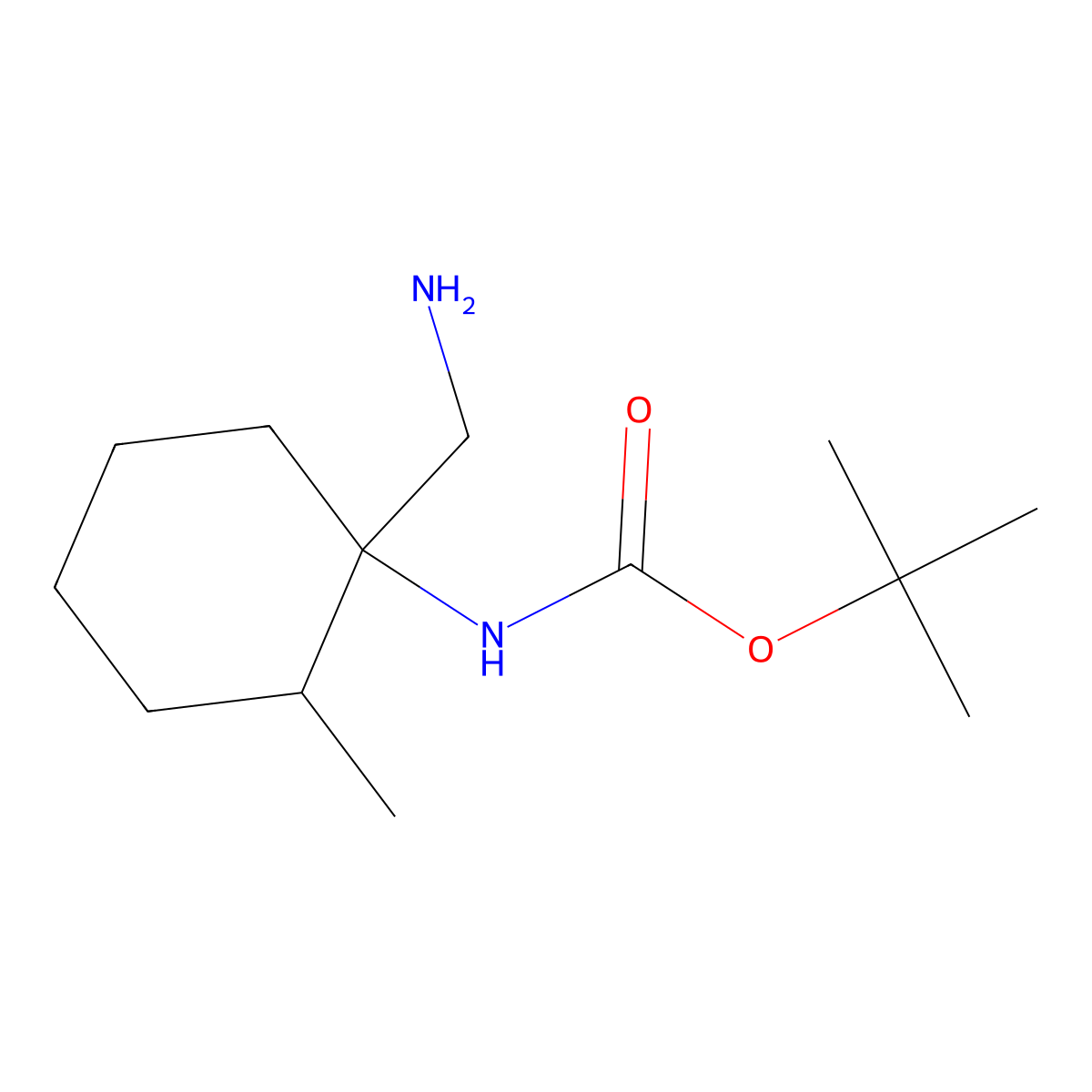 tert-Butyl N-[1-(aminomethyl)-2-methylcyclohexyl]carbamate molecular structure, CAS 1392491-66-5