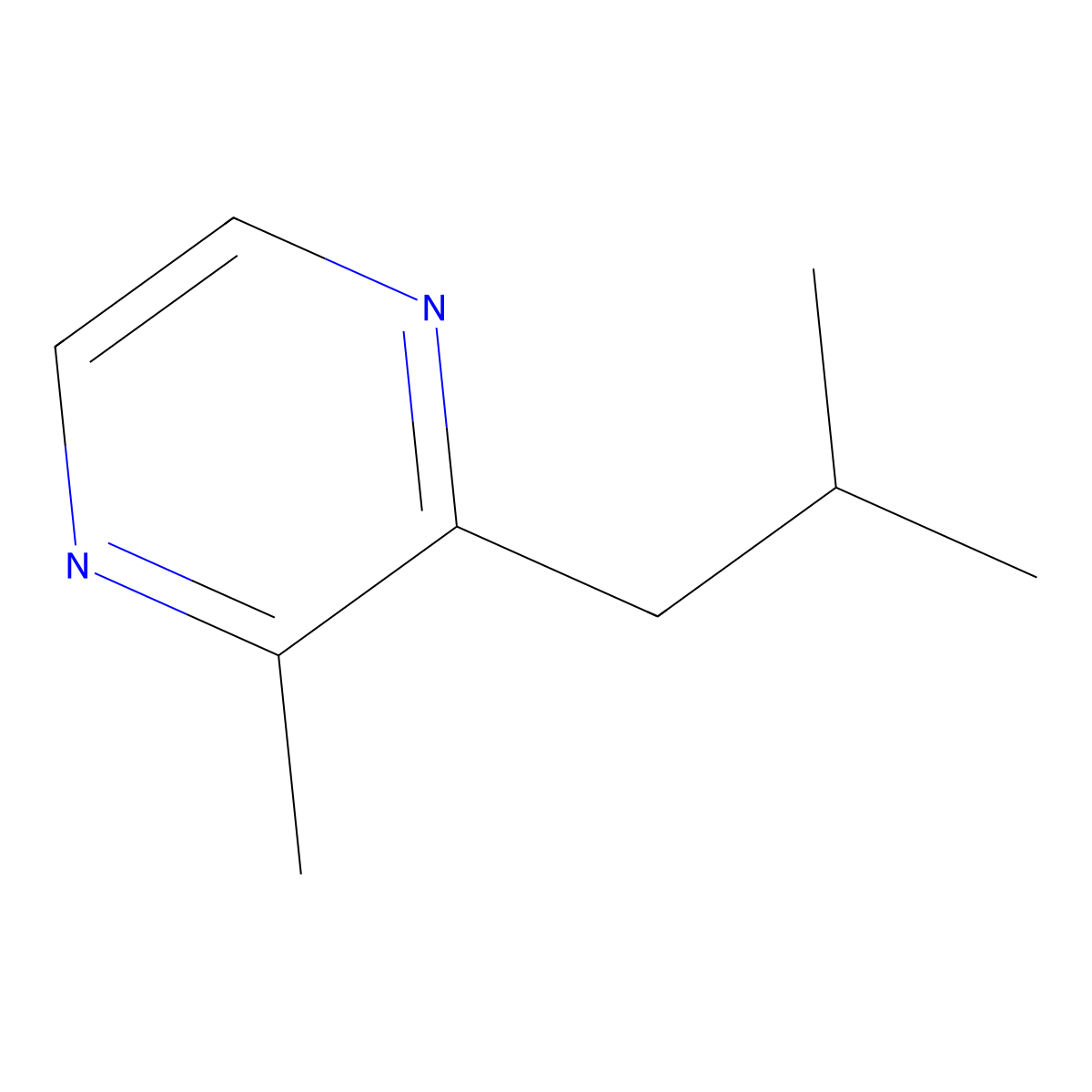 2-Isobutyl-3-methyl pyrazine molecular structure, CAS 13925-06-9