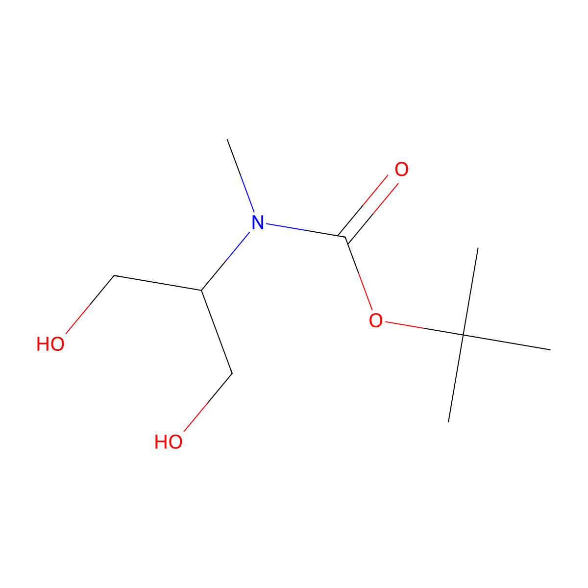 tert-butyl N-(1,3-dihydroxypropan-2-yl)-N-methylcarbamate molecular structure, CAS 1392500-68-3