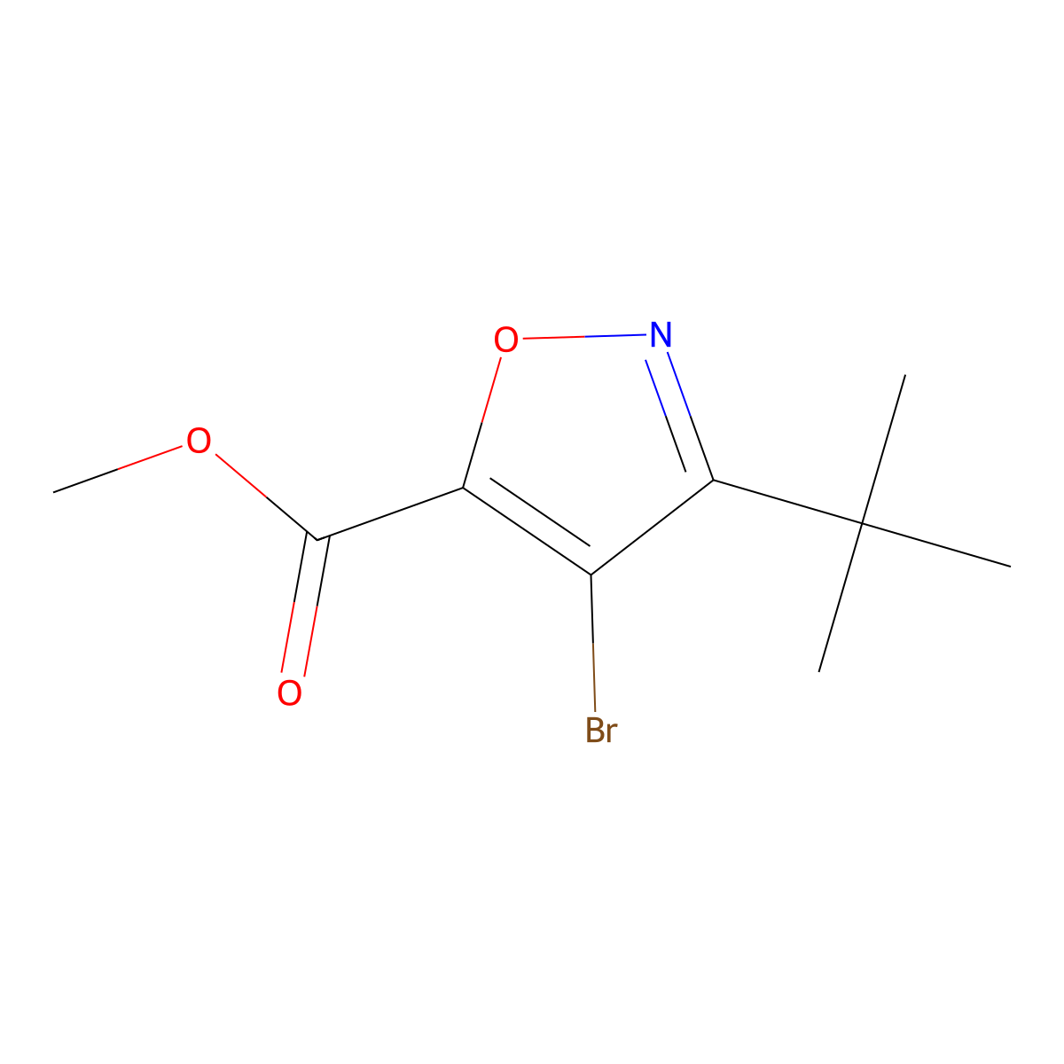 4-Bromo-3-tert-butyl-isoxazole-5-carboxylic acid methyl ester molecular structure, CAS 1392516-27-6