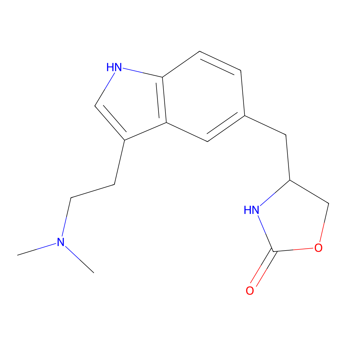 Zolmitriptan, (R)- molecular structure, CAS 139264-24-7