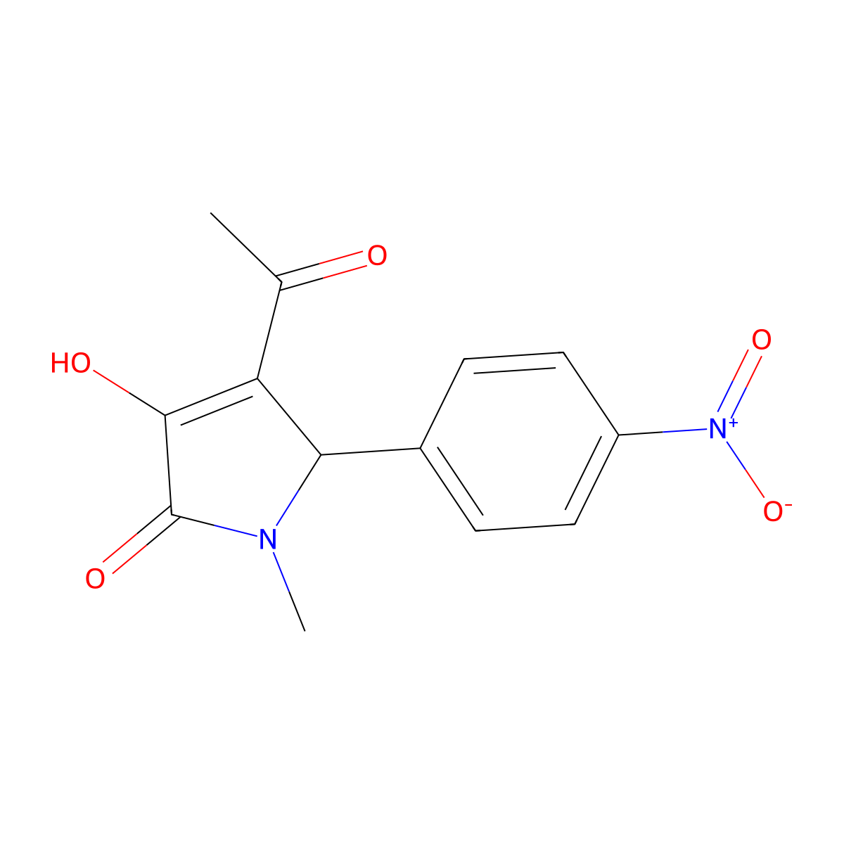 3-acetyl-4-hydroxy-1-methyl-2-(4-nitrophenyl)-2H-pyrrol-5-one molecular structure, CAS 139266-72-1