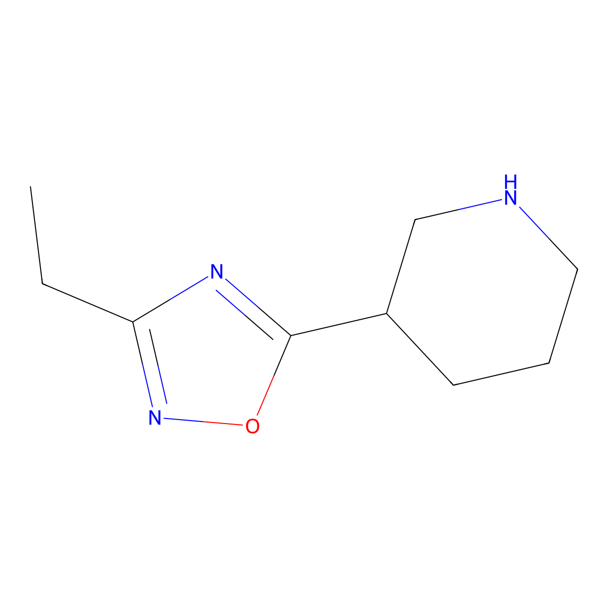 3-(3-Ethyl-1,2,4-oxadiazol-5-yl)piperidine molecular structure, CAS 139269-06-0