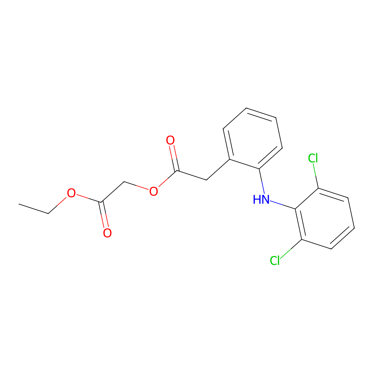 2-Ethoxy-2-oxoethyl 2-[(2,6-dichlorophenyl)amino]benzeneacetate molecular structure, CAS 139272-67-6