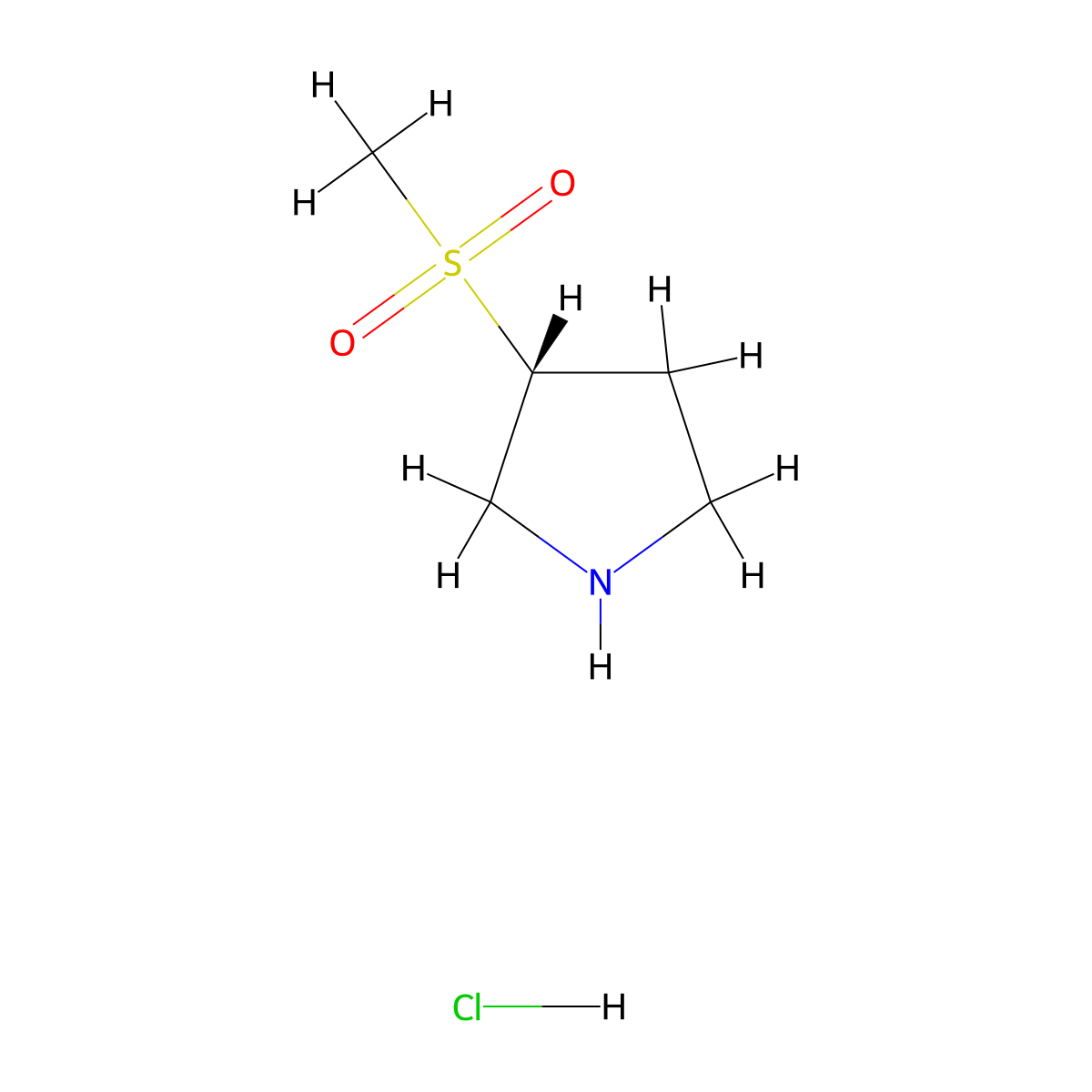 (R)-3-(Methylsulfonyl)pyrrolidine hydrochloride molecular structure, CAS 1392745-31-1