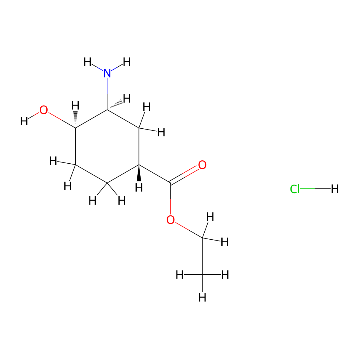 (1R,3S,4R)-3-Amino-4-hydroxy-cyclohexanecarboxylic acid ethyl ester hydrochloride molecular structure, CAS 1392745-37-7